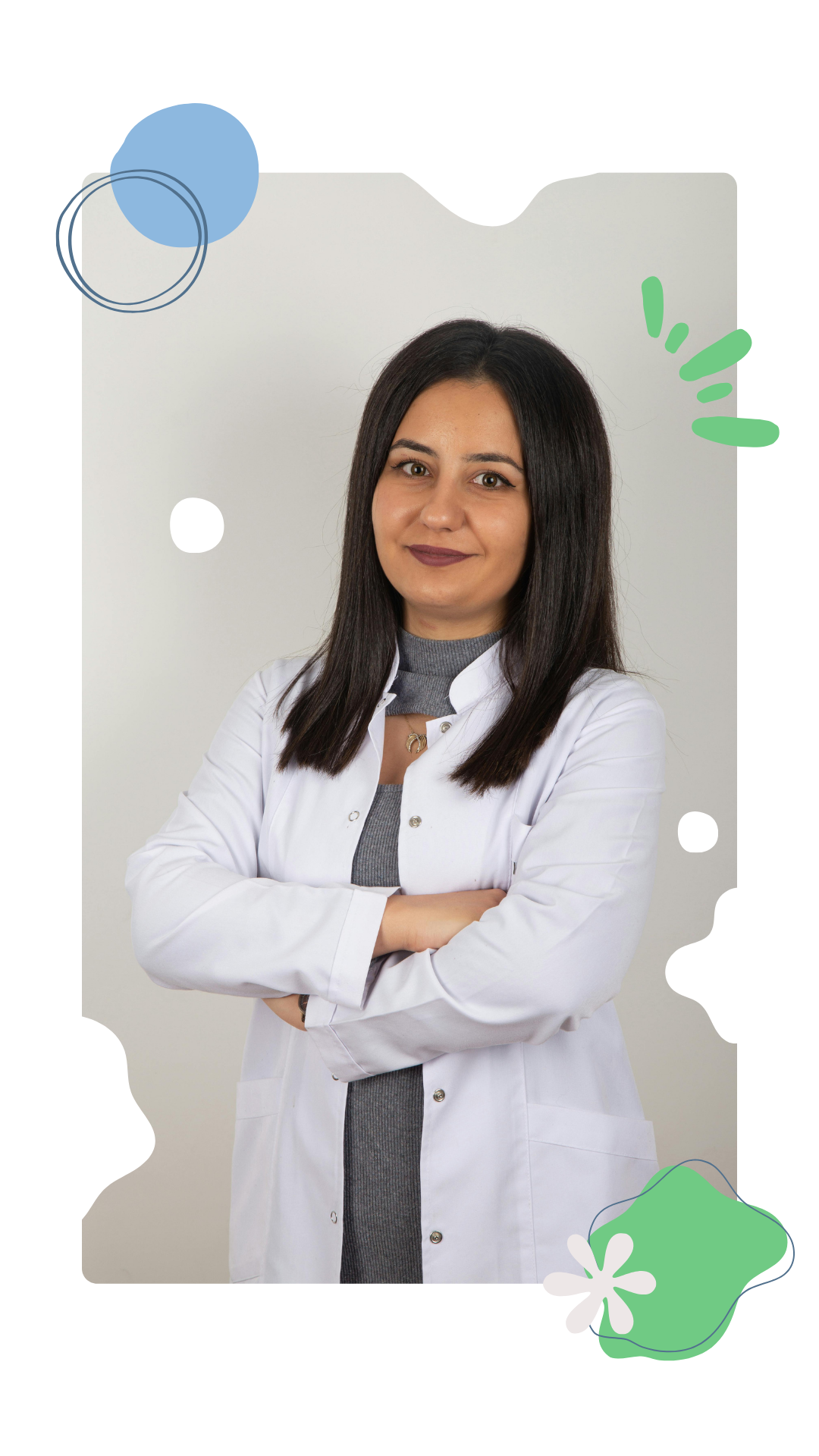 A confident doctor crossing her arms.